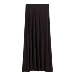 Madewell Jersey Asymmetric-Seam Midi Skirt in Jet Black
